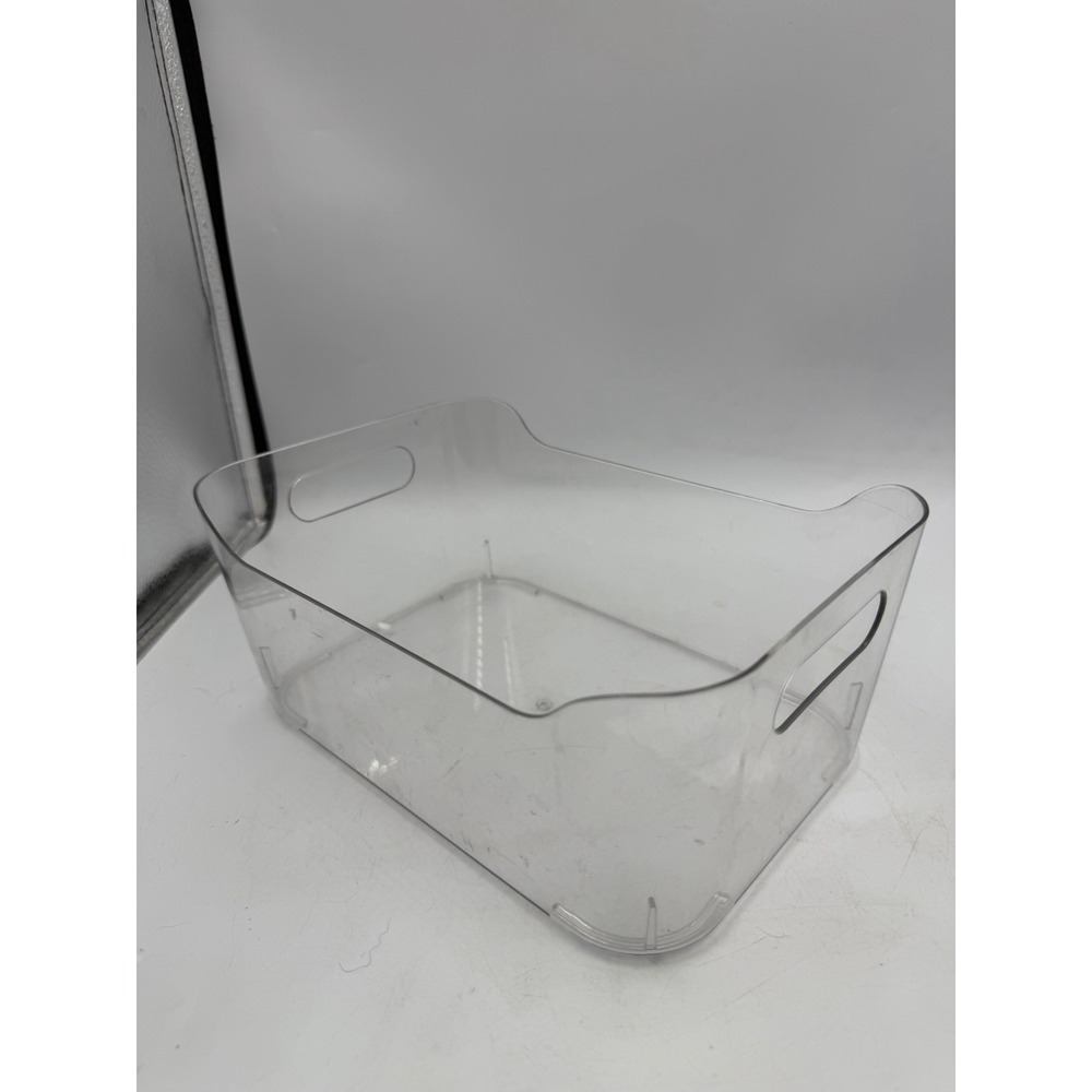 Clear Acrylic Plastic Storage Bin Organizer Basket Handles 9.5x6.5x4in